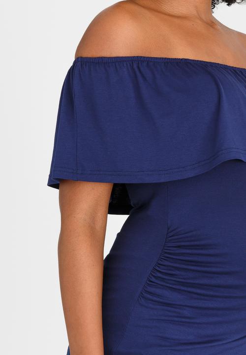 edit Maternity - Off-Shoulder Frill Top Navy