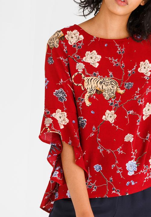 Revenge - Floral Patterned Box Top Red