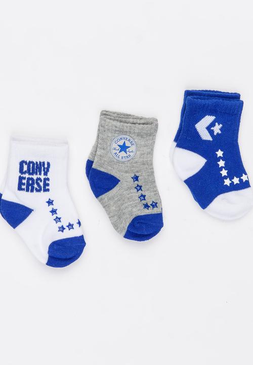 Converse - 3 pack Infant Logo pack gripper socks Blue