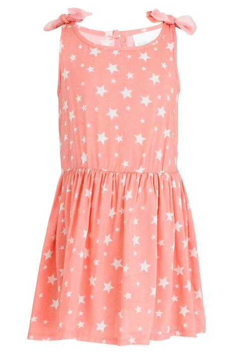 See-Saw - Mid Waist Dress with Shoulder Bow Peach