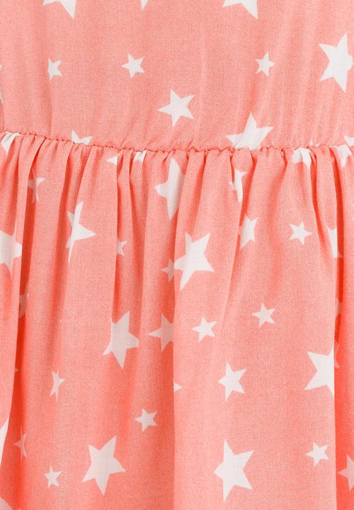 See-Saw - Mid Waist Dress with Shoulder Bow Peach