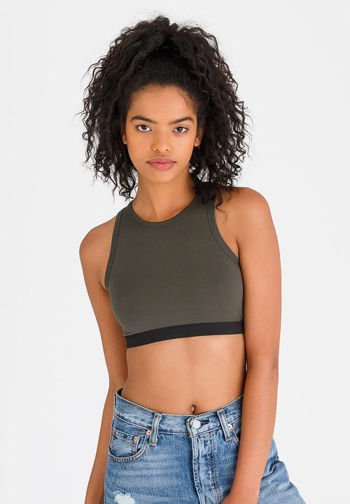 c(inch) - Sports Luxe Cropped Top Green