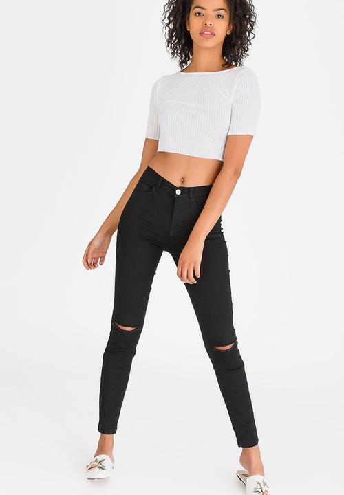 c(inch) - Boat Neck T-shirt White