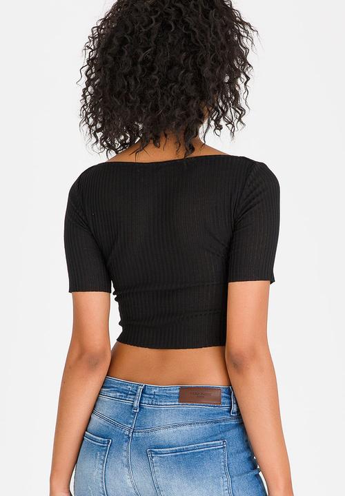c(inch) - Boat Neck T-shirt Black