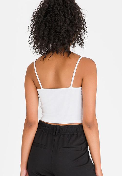 c(inch) - Ribbed Cropped Top White