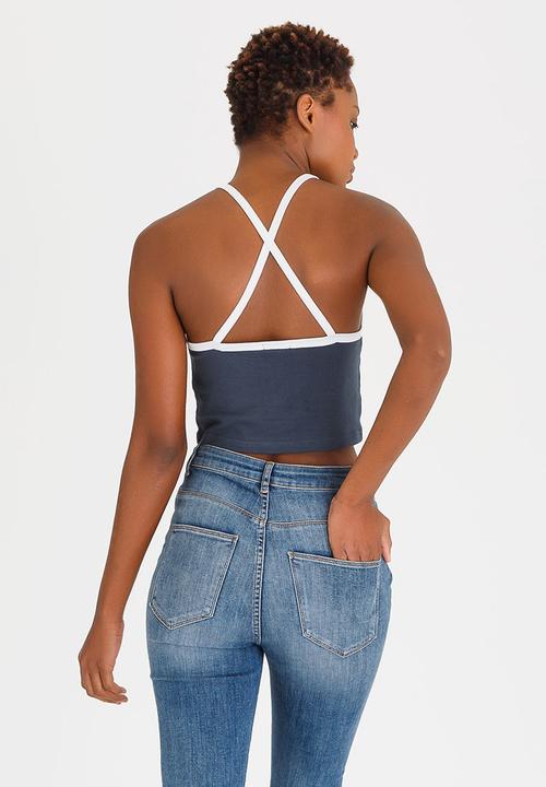 c(inch) - Athleisure Inspired Cropped Top Navy & White