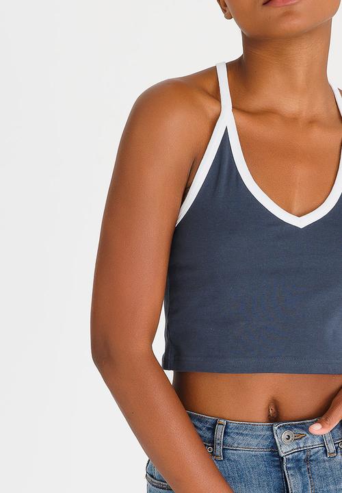 c(inch) - Athleisure Inspired Cropped Top Navy & White