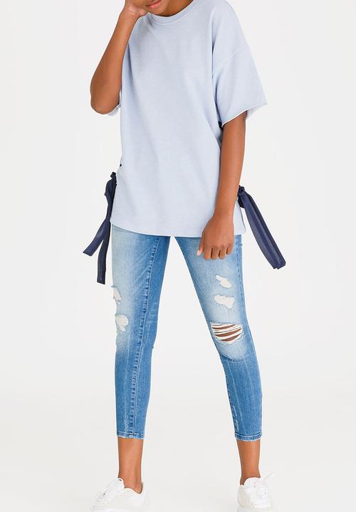 c(inch) - Lace-up T-shirt Pale Blue