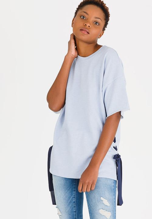 c(inch) - Lace-up T-shirt Pale Blue