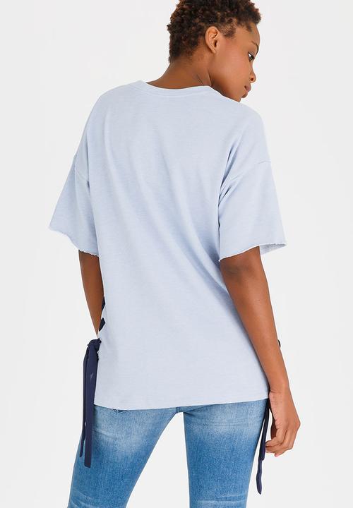 c(inch) - Lace-up T-shirt Pale Blue