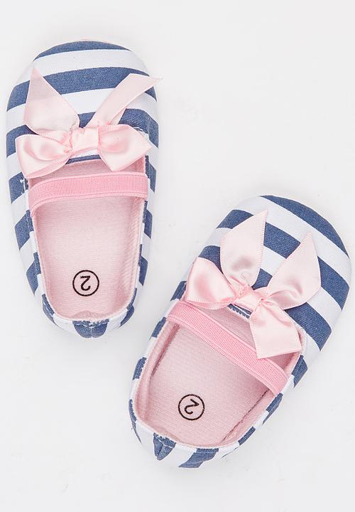 Pop Candy - Stripe Pumps with Bow Detail Multi-colour
