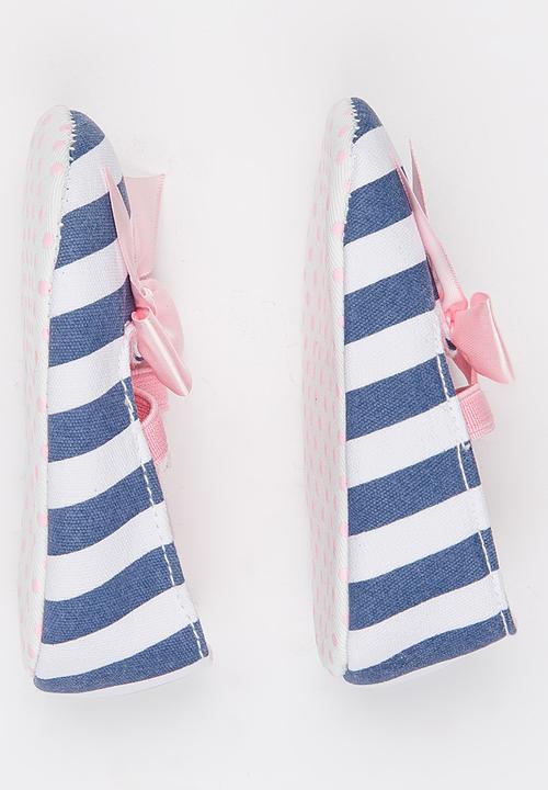 Pop Candy - Stripe Pumps with Bow Detail Multi-colour