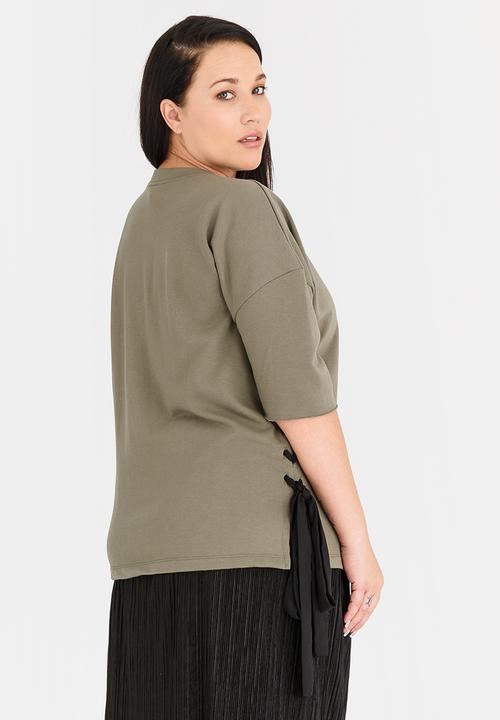 STYLE REPUBLIC PLUS - Lace-up T-shirt Green