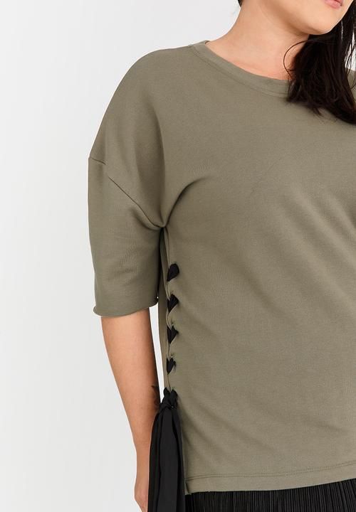 STYLE REPUBLIC PLUS - Lace-up T-shirt Green