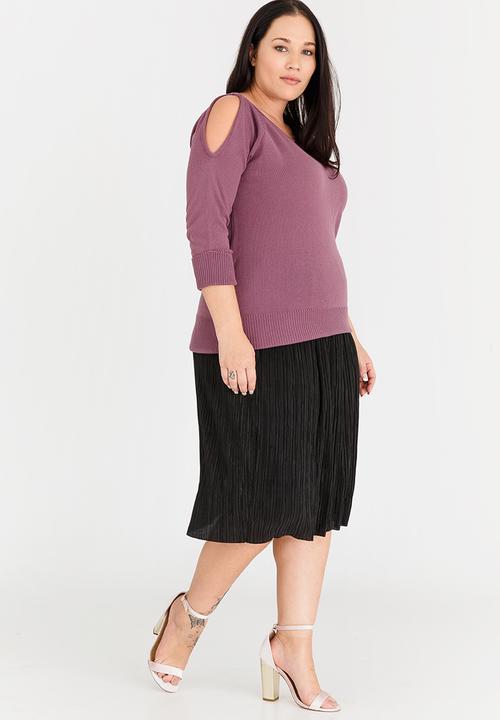 edit Plus - Knit Top with Slit Sleeve Pale Purple