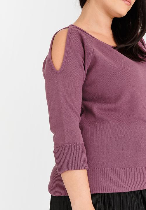 edit Plus - Knit Top with Slit Sleeve Pale Purple