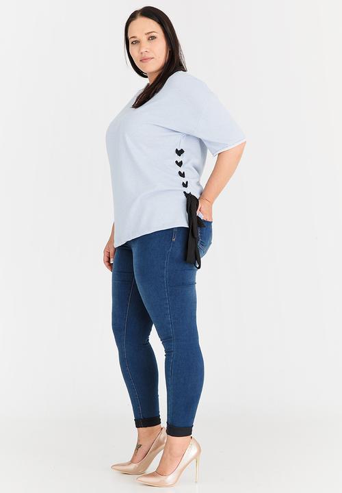 STYLE REPUBLIC PLUS - Lace-up T-shirt Pale Blue