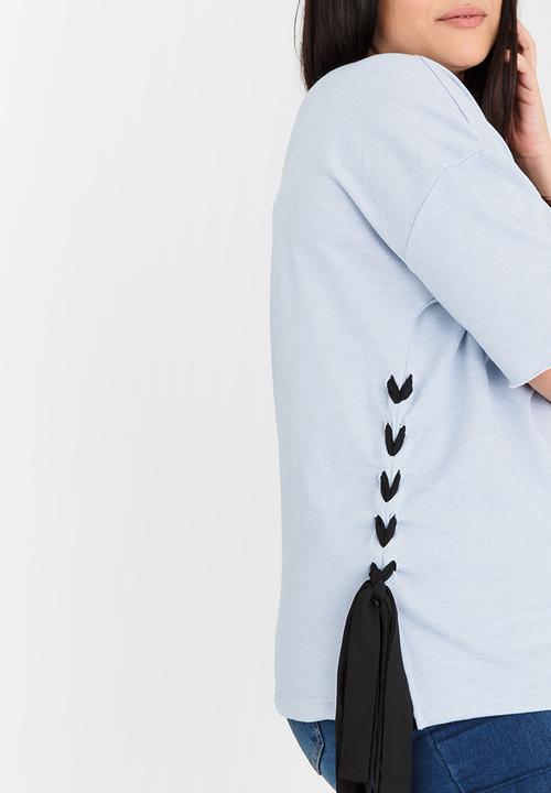 STYLE REPUBLIC PLUS - Lace-up T-shirt Pale Blue