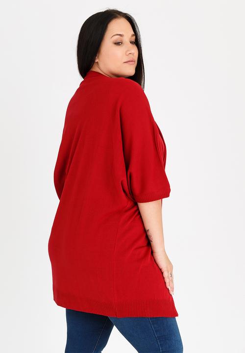edit Plus - Throw-over Cardi Dark Red