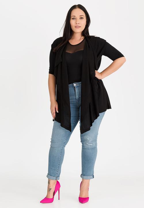 edit Plus - Sleeveless Cardi Black