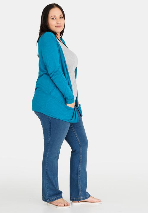 EVANS - Long Sleeve Cardigan Aqua