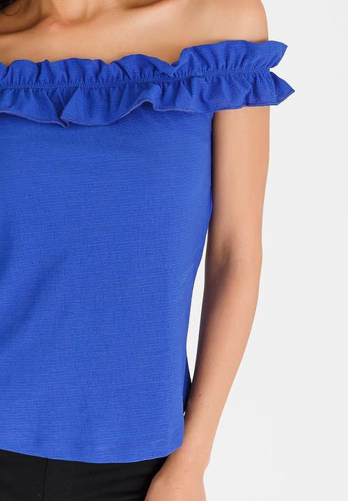 SISSY BOY - Tokyo Ruffle Detail Fitted Top Blue