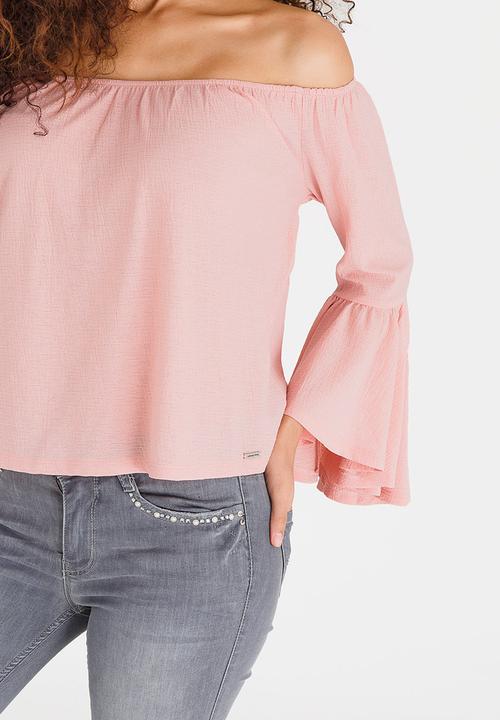 SISSY BOY - Off-the-shoulder Gypsy Top Pale Pink