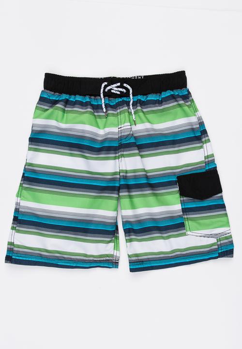 Pop Candy - Striped Swim Shorts Multi-colour