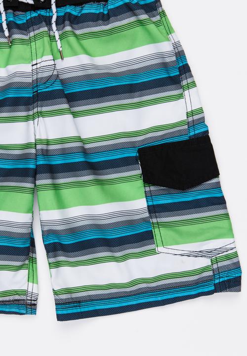 Pop Candy - Striped Swim Shorts Multi-colour