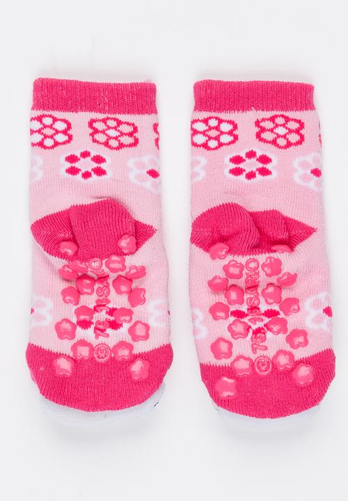 Character Baby - Printed Rattle Socks Dark Pink