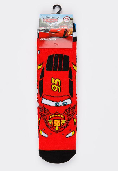 Character Fashion - Cars 3 Pack Anklet Sock Dark Red