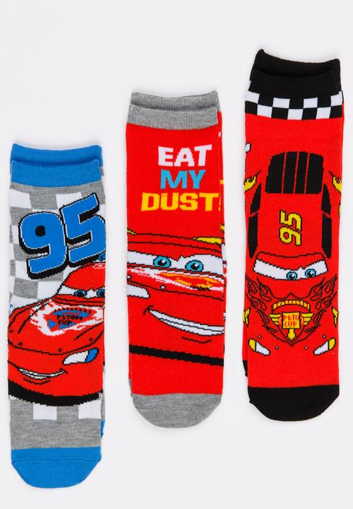 Character Fashion - Cars 3 Pack Anklet Sock Dark Red