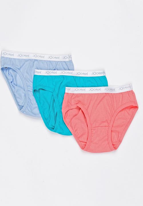 Jockey - 3 PK Girls Plain French Cut Multi-colour