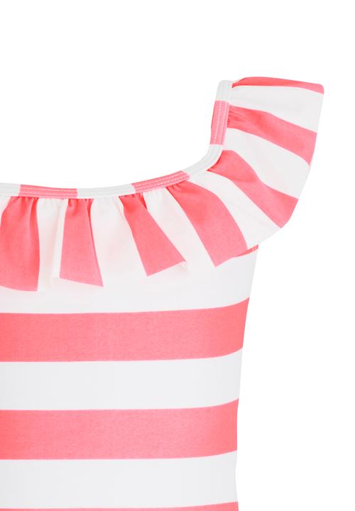 Pop Candy - Striped Full Piece Swimsuit Pale Pink
