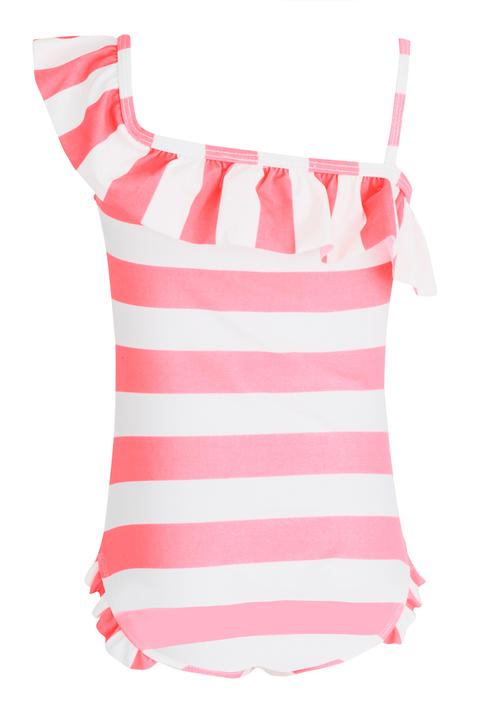 Pop Candy - Striped Full Piece Swimsuit Pale Pink