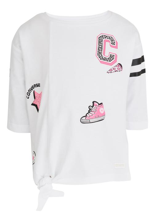 Converse - Tie-Front Patches Patches Knit Top White