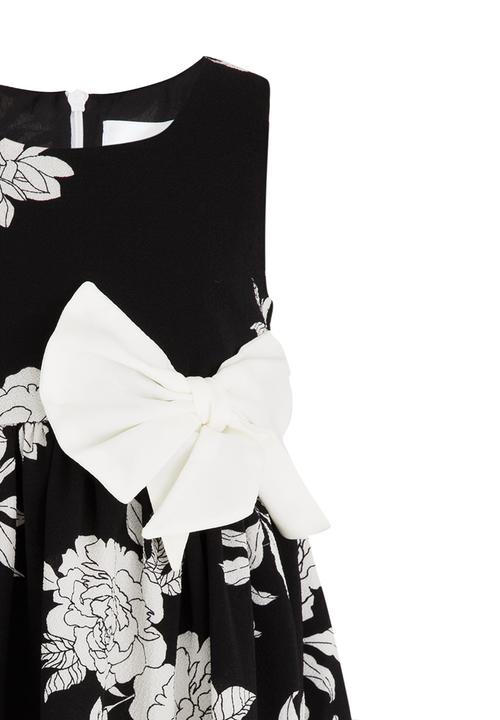 See-Saw - Fit & Flare Chiffon Dress Black and White