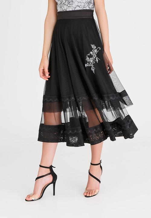 Judith Atelier - Embroidered Flared Skirt Black