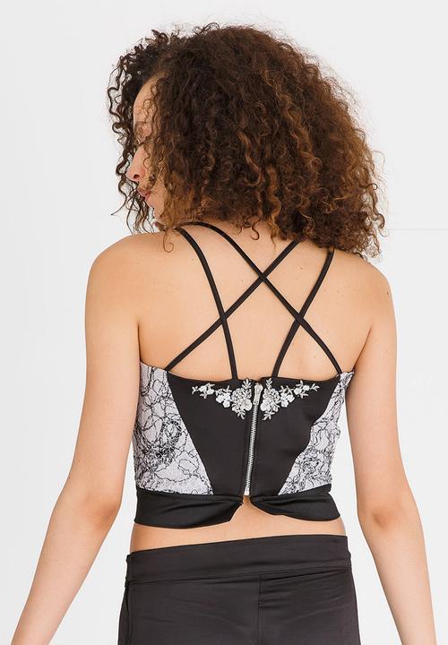 Judith Atelier - Detailed Manipulated Crop Top Black and White