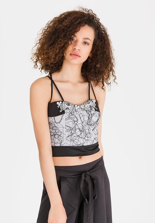 Judith Atelier - Detailed Manipulated Crop Top Black and White