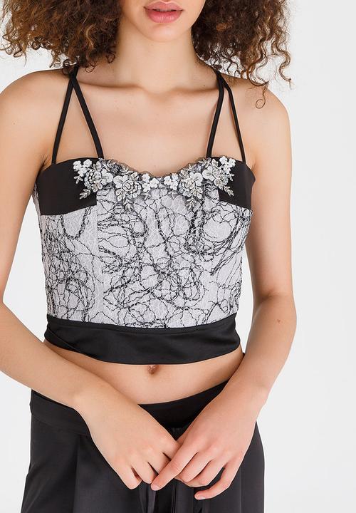 Judith Atelier - Detailed Manipulated Crop Top Black and White