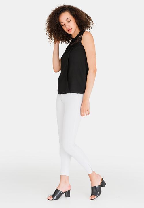 edit - Button Front Blouse with Frills Black