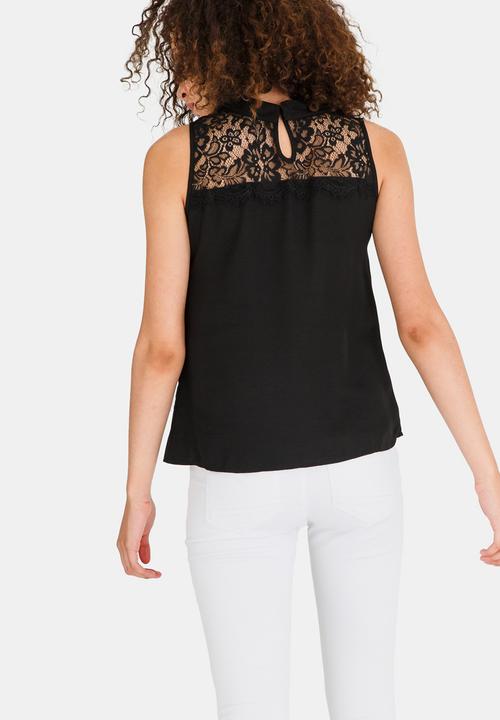 edit - Button Front Blouse with Frills Black