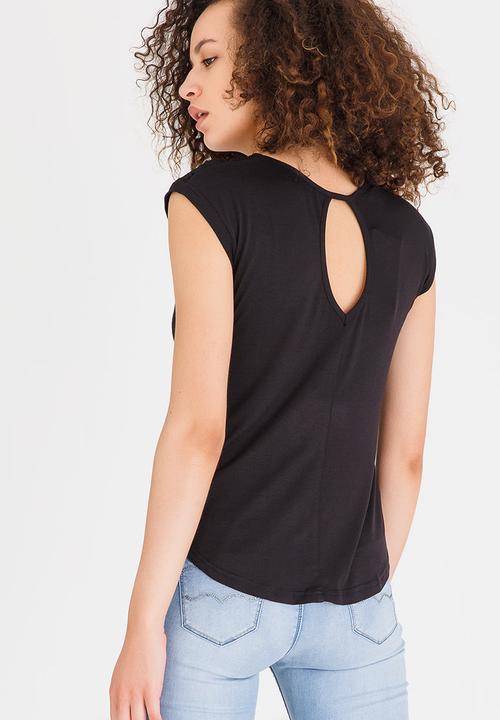 edit - Lace Trim Tee Black