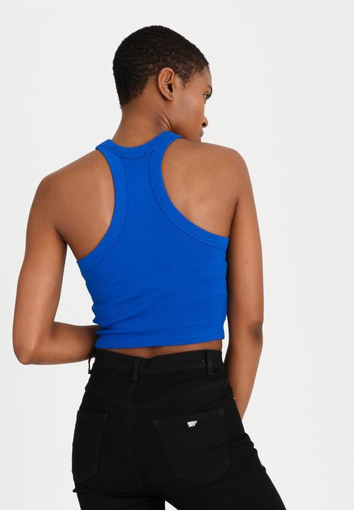 c(inch) - High Neck Cropped Top Blue