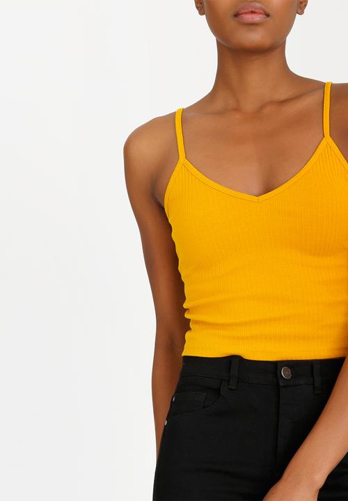 c(inch) - Ribbed Cropped Top Yellow