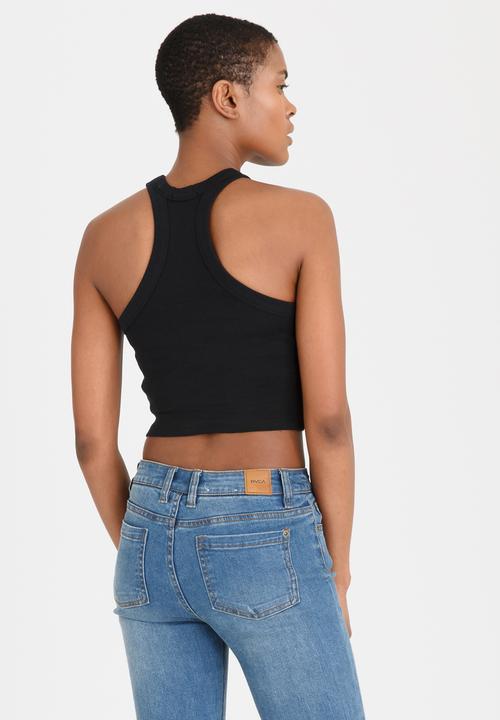 c(inch) - High Neck Cropped Top Black