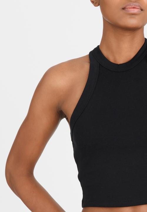 c(inch) - High Neck Cropped Top Black