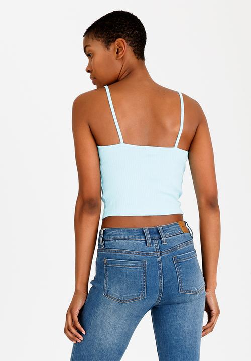 c(inch) - Ribbed Cropped Top Pale Blue