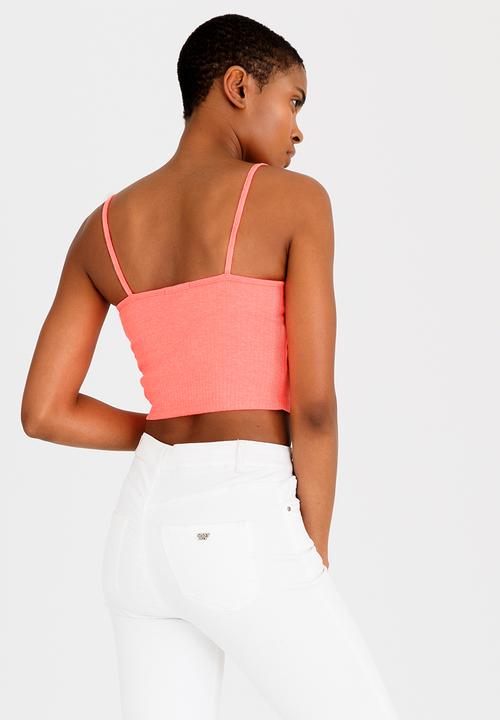 c(inch) - Ribbed Cropped Top Coral
